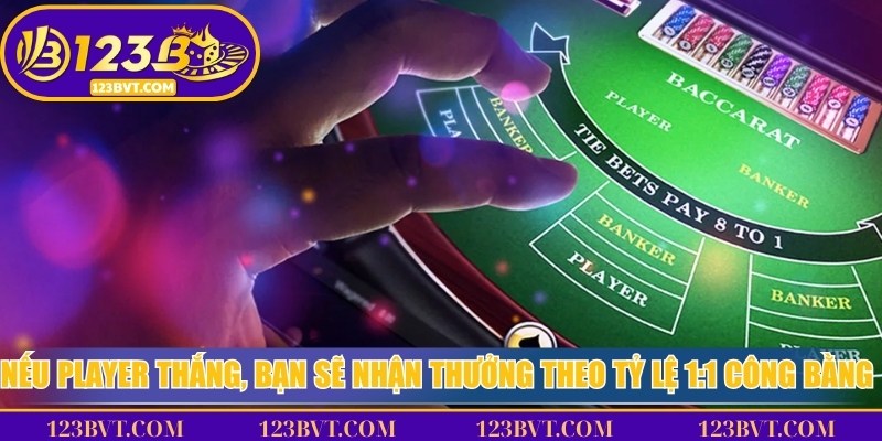 Tỷ lệ thưởng Baccarat online: Player 1:1, Banker 0.95:1 và cửa Hòa có thể 8:1 hoặc 9:1