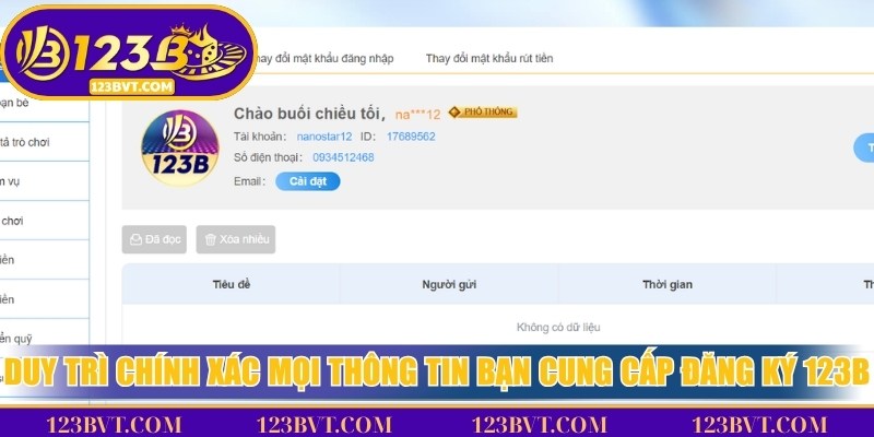 Lưu ý khi tạo tài khoản 123B: nhập đúng thông tin, đặt mật khẩu mạnh và đảm bảo kết nối internet ổn định