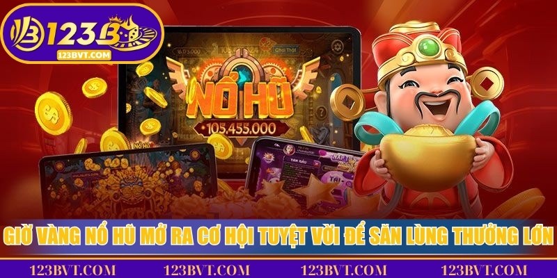 Minh họa thời điểm giờ vàng nổ hũ khi người chơi tập trung săn thưởng jackpot và bonus